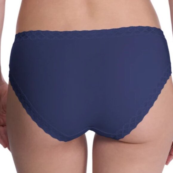 Natori Bliss Cotton Lace Trim Full Coverage Brief Panties Ink Blue Large L - Picture 2 of 8